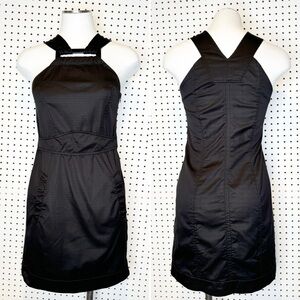 French Connection | Vintage Y2K Little Black Dress LBD w/ Geometric Halter Neck